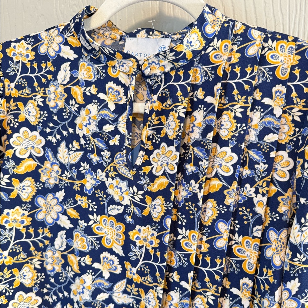 Cartolina Nantucket • NWT Poppy Polyester Pleated Blouse Sz XS Preppy Office - Picture 8 of 13